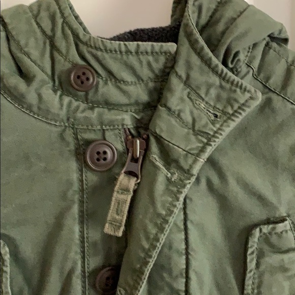 Old Navy Warm Coat. Army Green. Hooded and Lined. - Picture 3 of 7